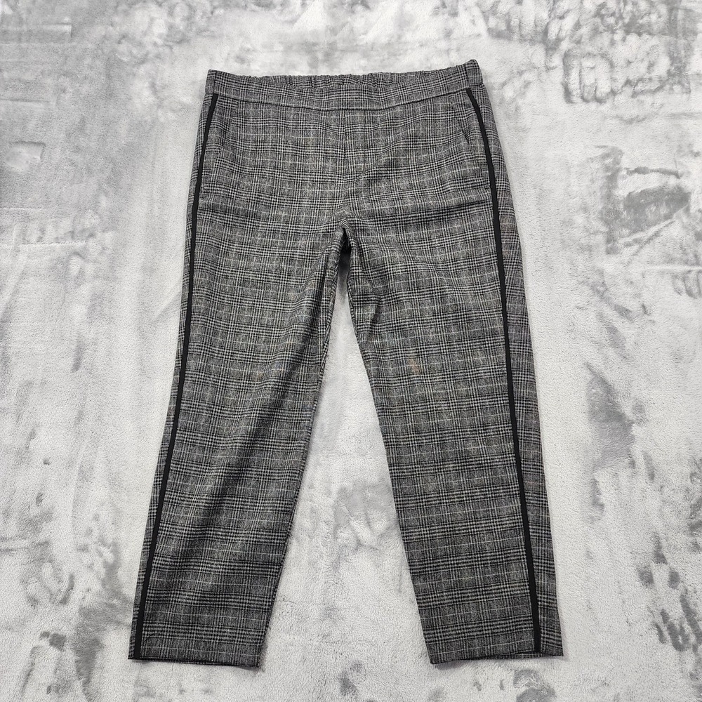 Old Navy Pants Womens 14 Gray Plaid Pull On Ankle Tapered Stretch Office‎ Casual